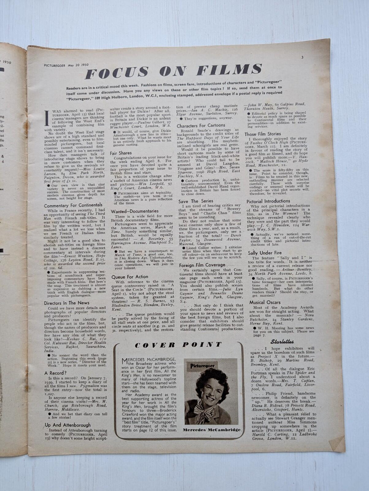 Picturegoer: The National Film Weekly May 20, 1950 - Mercedes McCambridge Cover