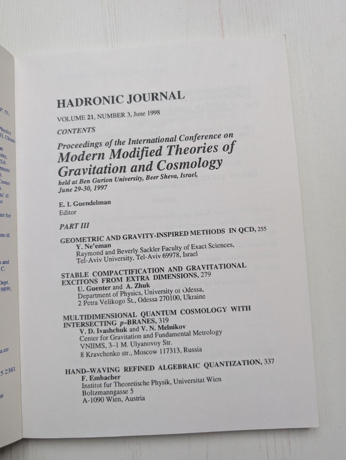 Hadronic Journal Vol. 21 No. 3 - June 1998 - Hadronic Press Inc.