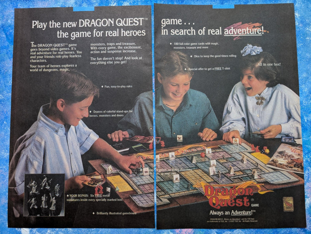 Dragon Quest Board Game 1992 TSR Inc Advertisement - See Details
