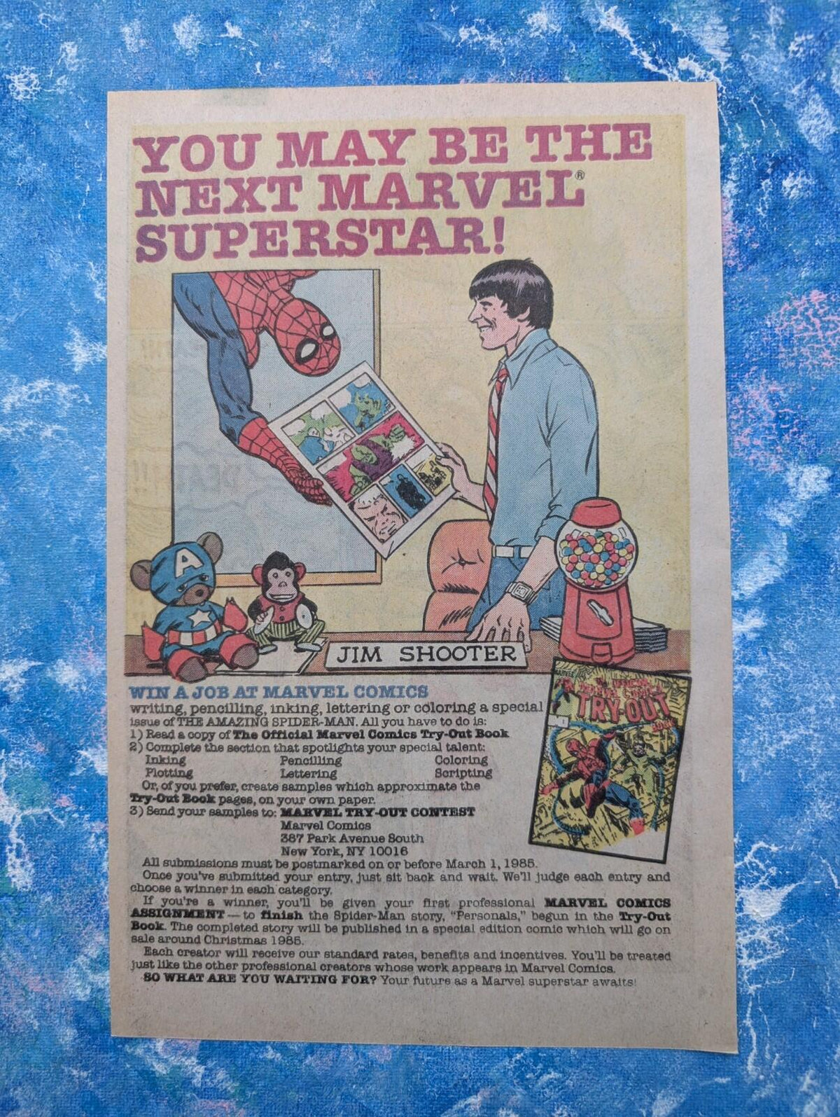 "Win a Job at Marvel Comics" Spider-Man/Jim Shooter 1984 Advert - See Details