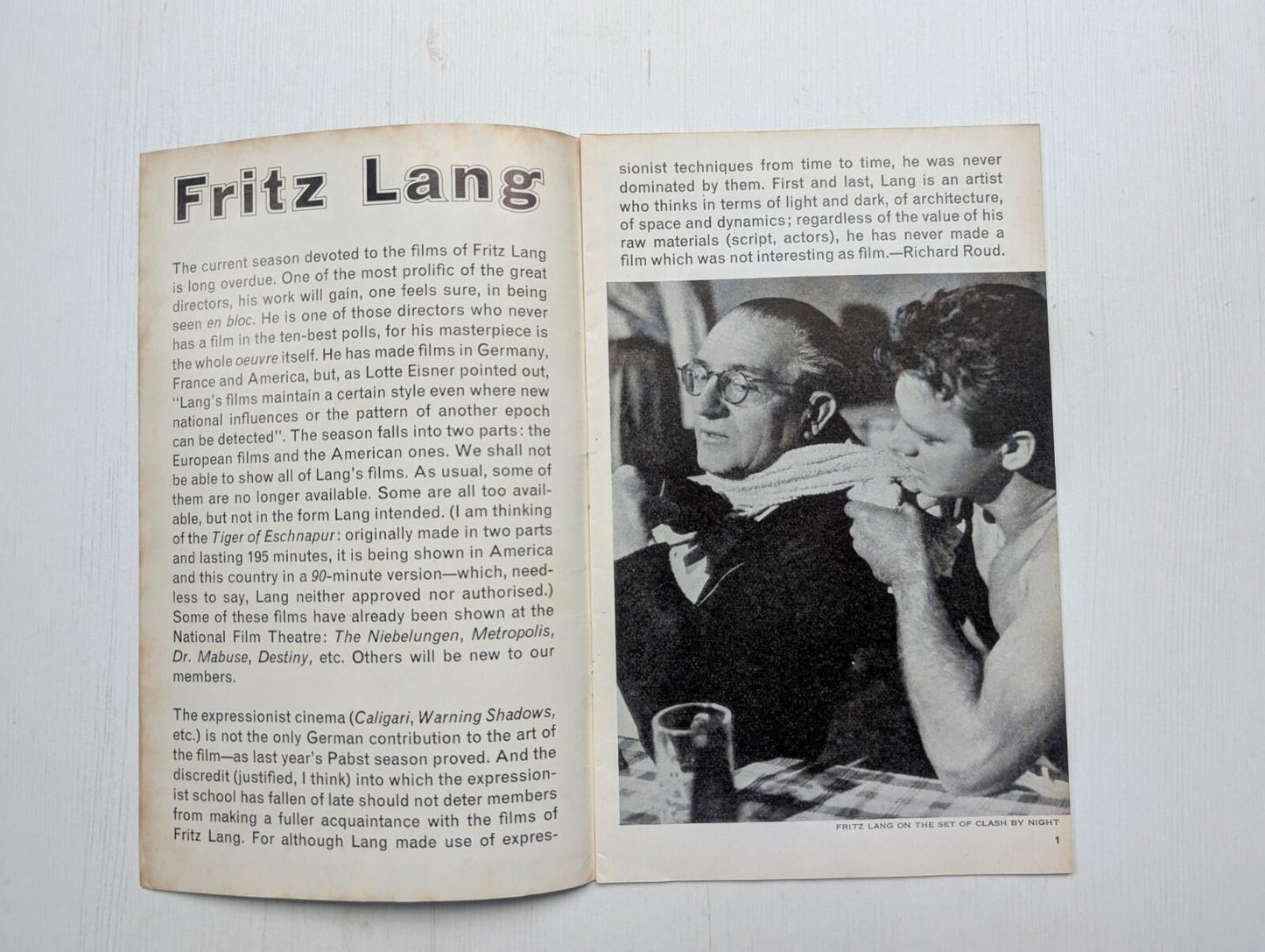 Fritz Lang Programme - National Film Theatre January-February 1962