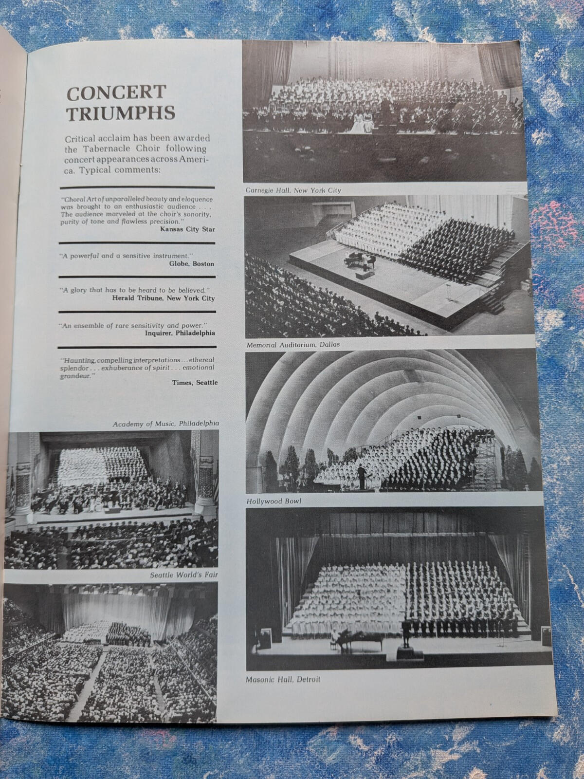 The Salt Lake Mormon Tabernacle Choir Souvenir Brochure/Programme