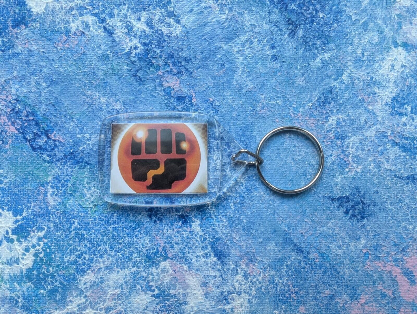 Hand-Crafted Makuhita Keyring - Made From Recycled Pokemon Cards