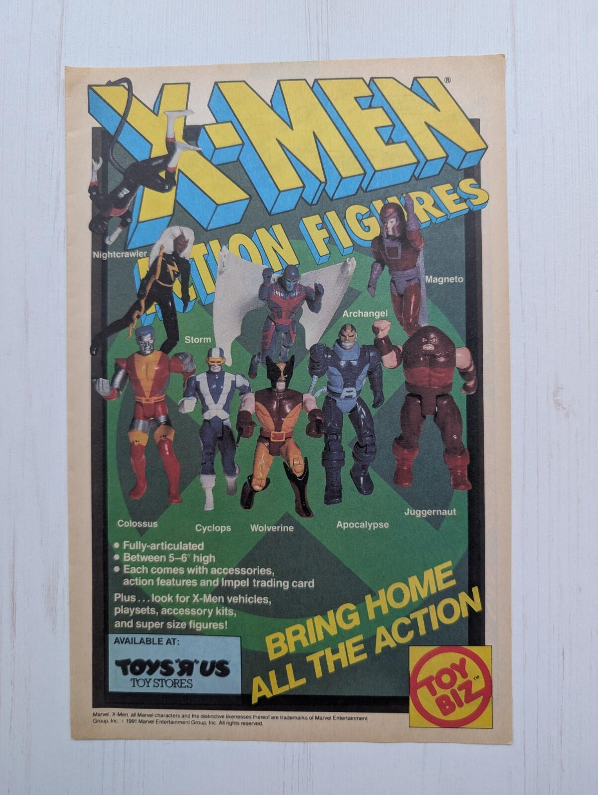 X-Men Action Figures 1991 Toy Biz Advertisement - See Details