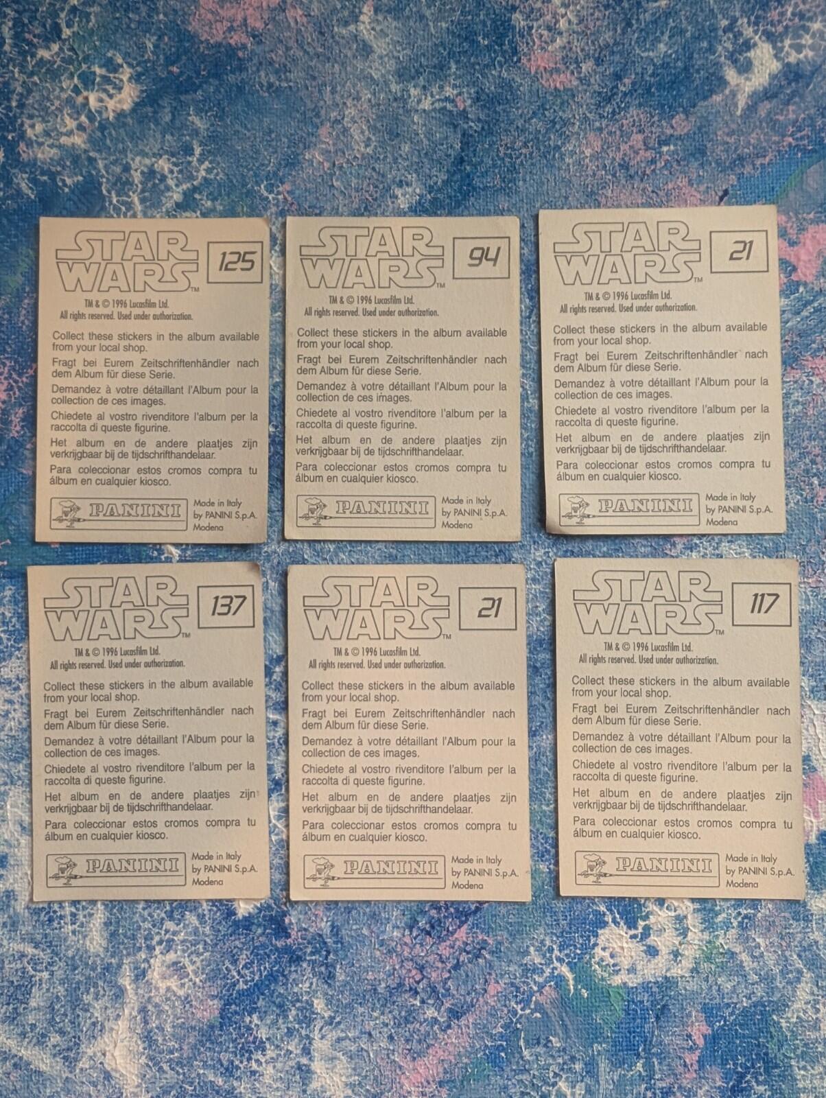 Star Wars Panini Sticker Bundle - x21 Stickers - 1996