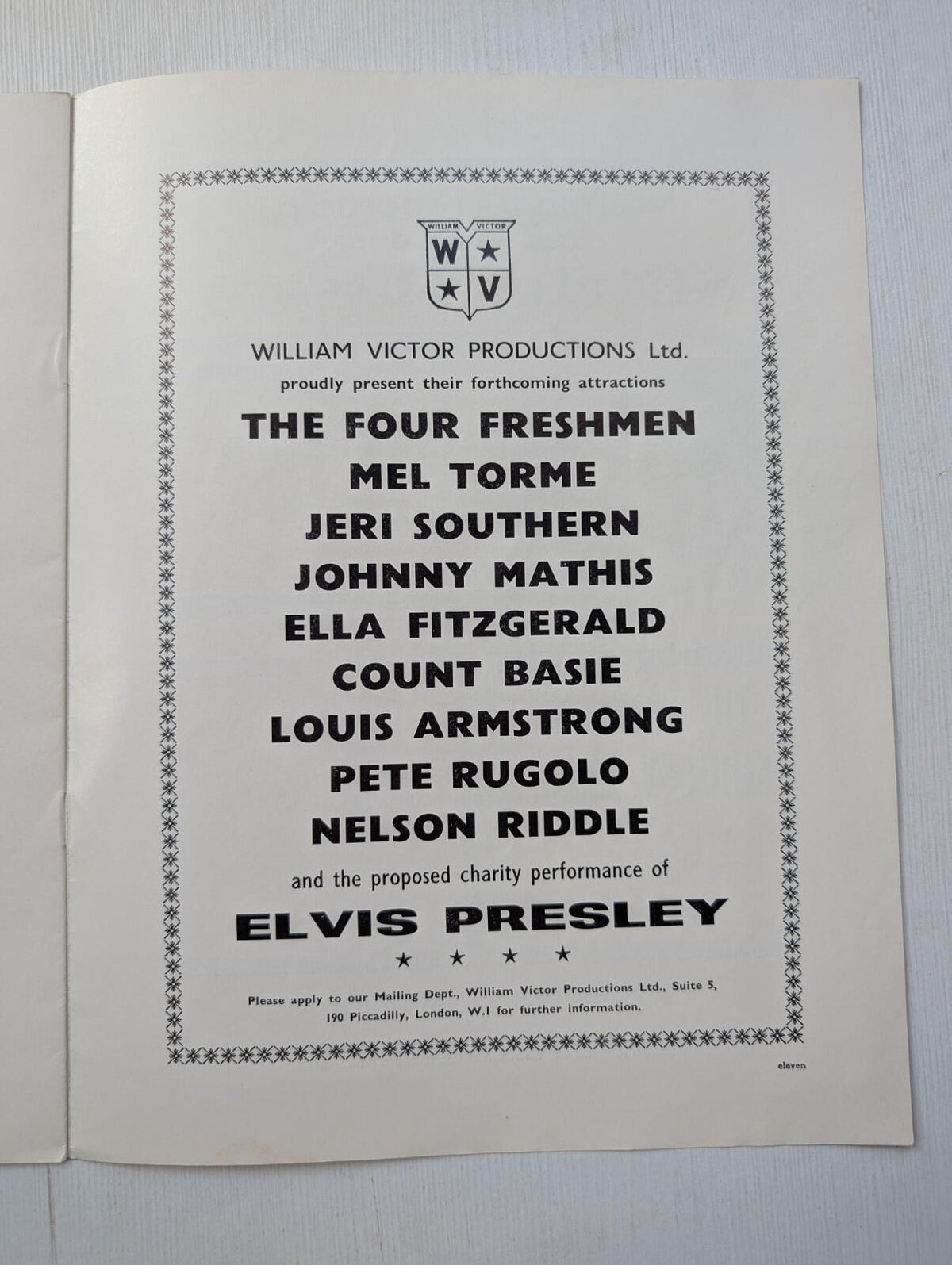William Victor Productions Ltd Shirley Bassey/Ken Mackintosh Orchestra Brochure