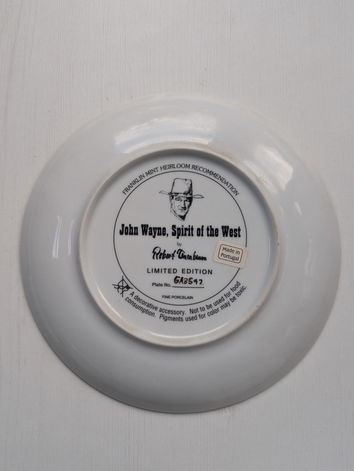 "John Wayne, Spirit of The West" Plate - Franklin Mint Heirloom