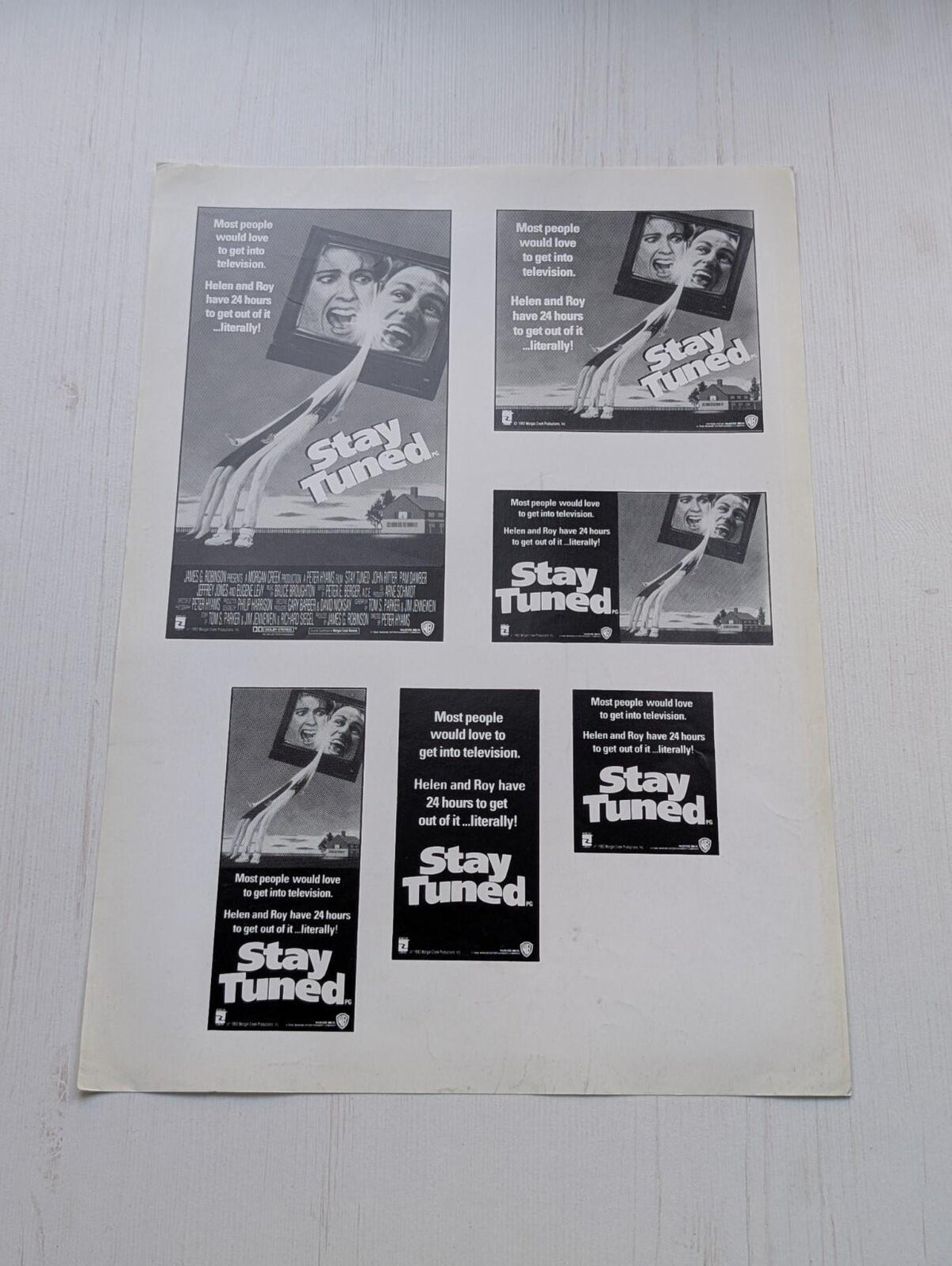 Stay Tuned - 1992 Movie Press Kit Cast List and Advertisement Sheet