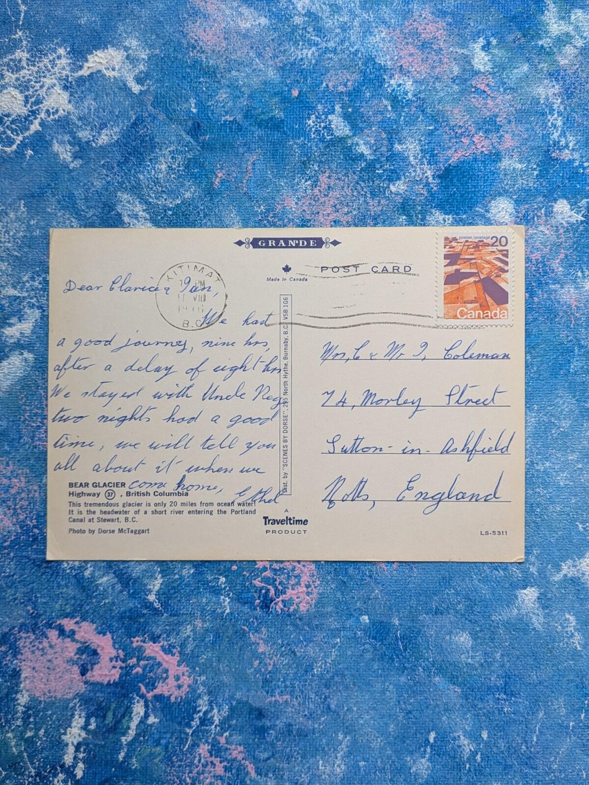 Vintage Canadian Postcard - Bear Glacier, British Columbia LS5311