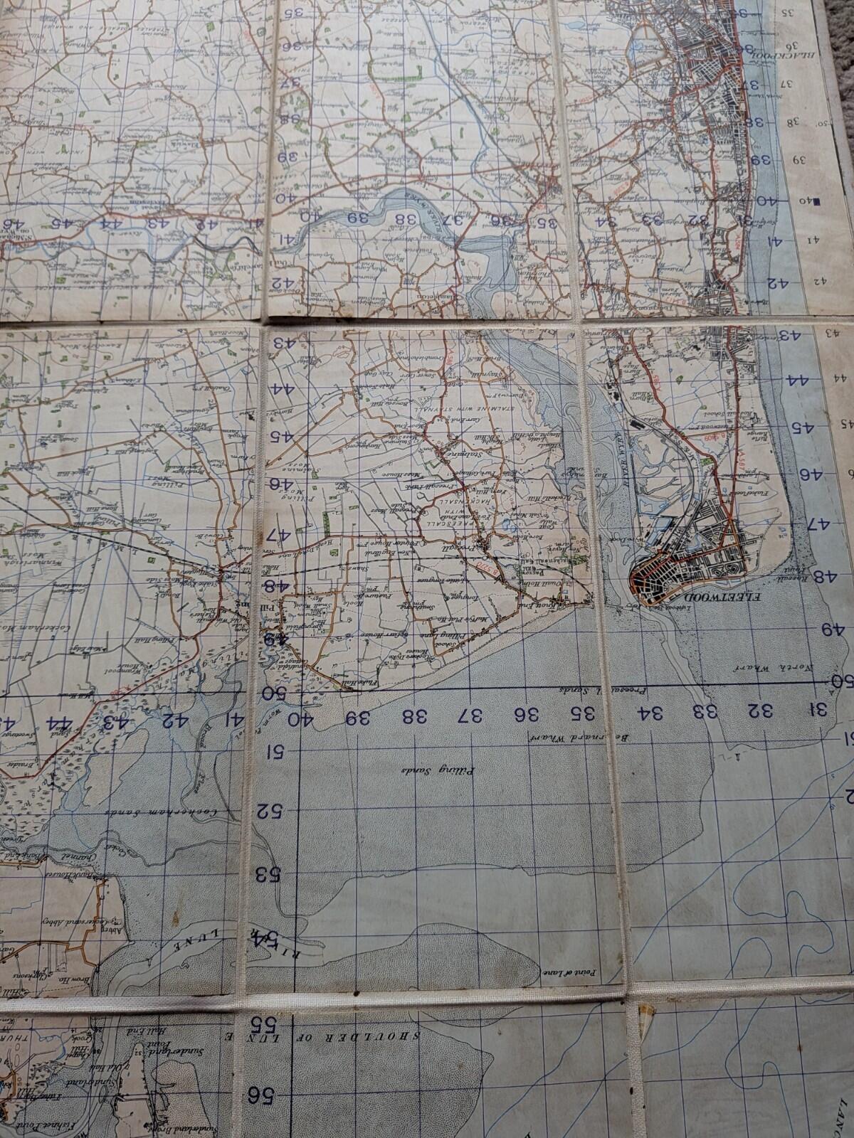 Vintage Fold-Out Lancashire Map on Canvas