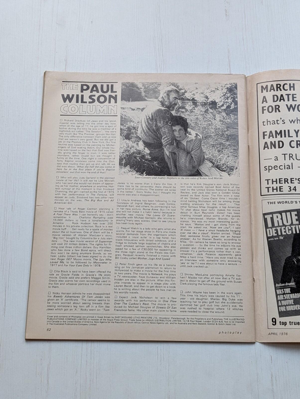 Photoplay Film Monthly Vol. 27 No. 4 April 1976 - Valerie Perrine/David Bowie