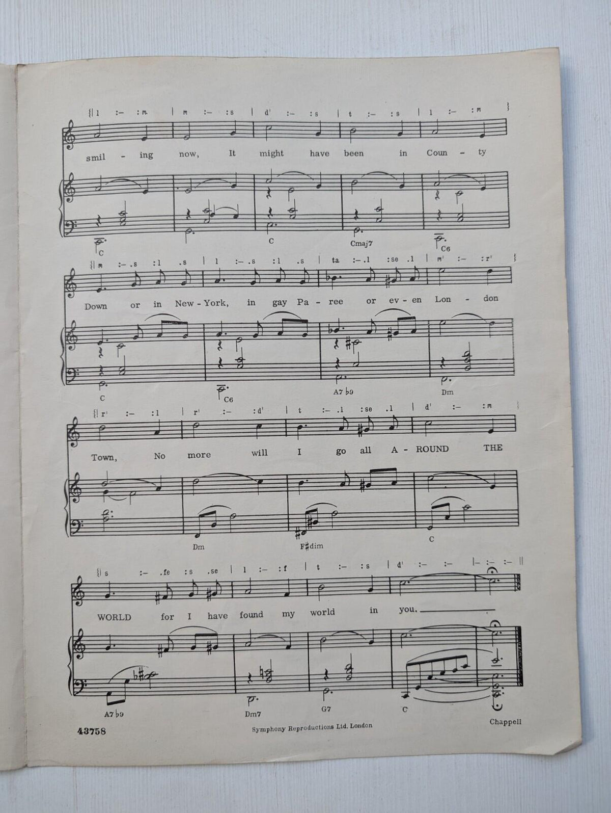 Around the World in 80 Days - Gracie Fields 1956 Sheet Music Chappell & Co Ltd