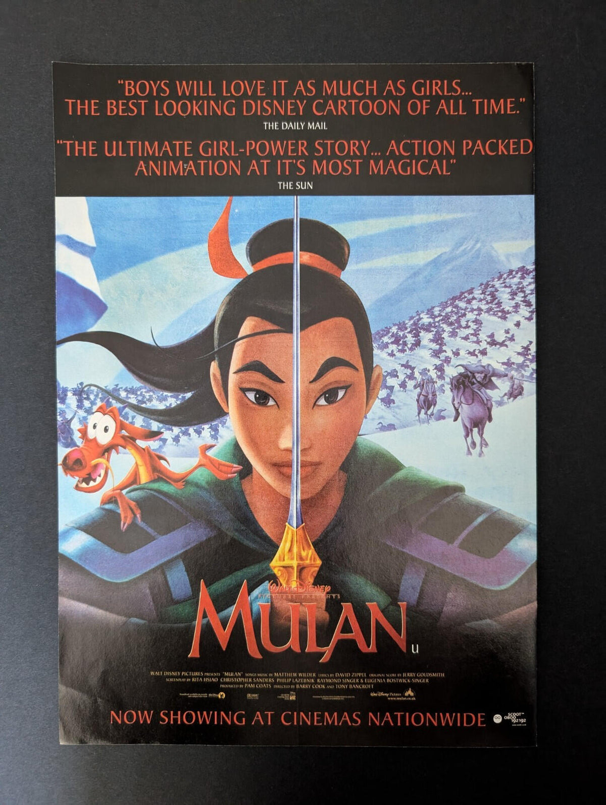 Mulan 1998 Disney Movie Cinema Release Advertisement - See Details
