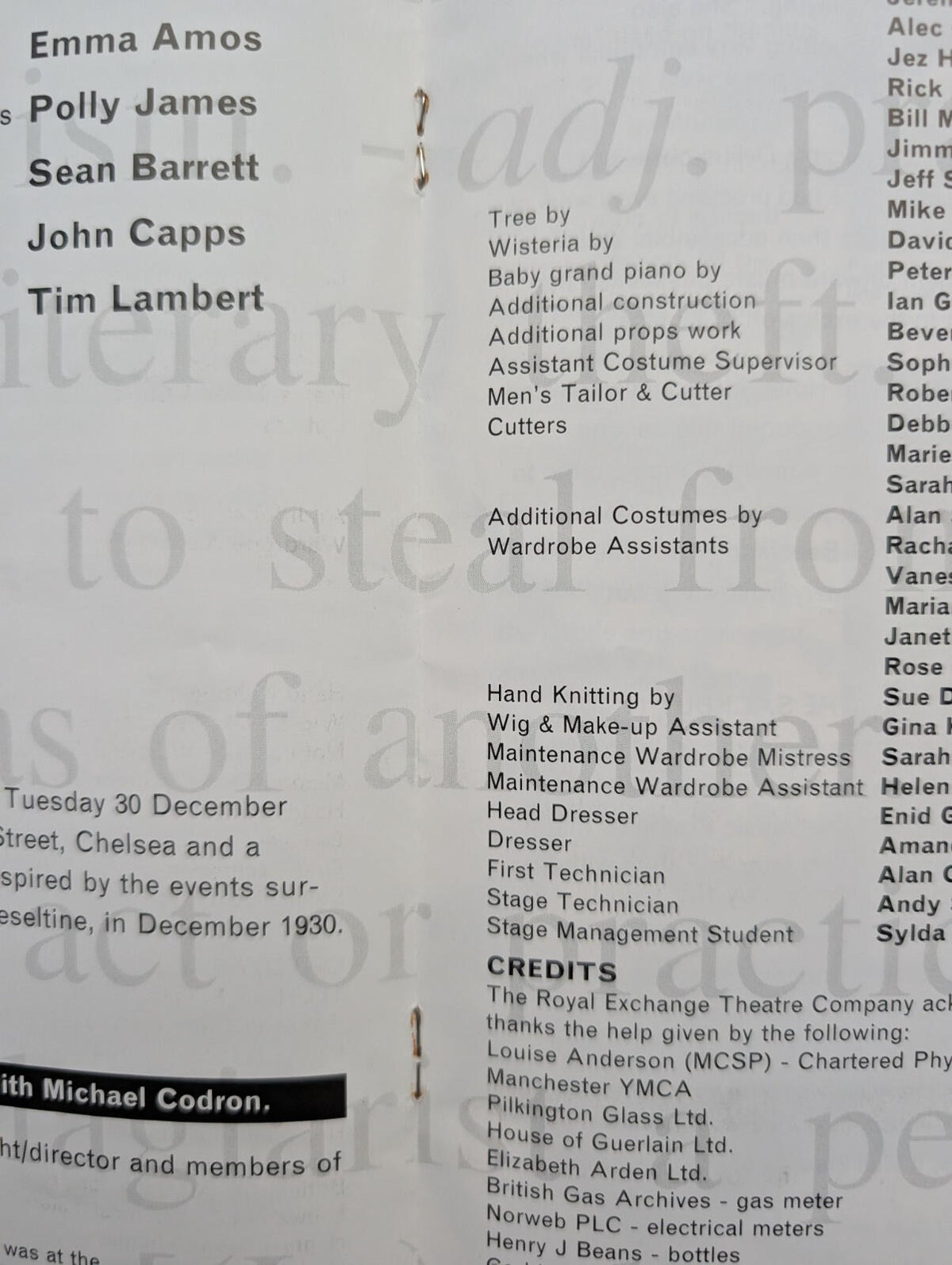 Poison Pen Royal Exchange Theatre Company Programme Manchester - May 1994