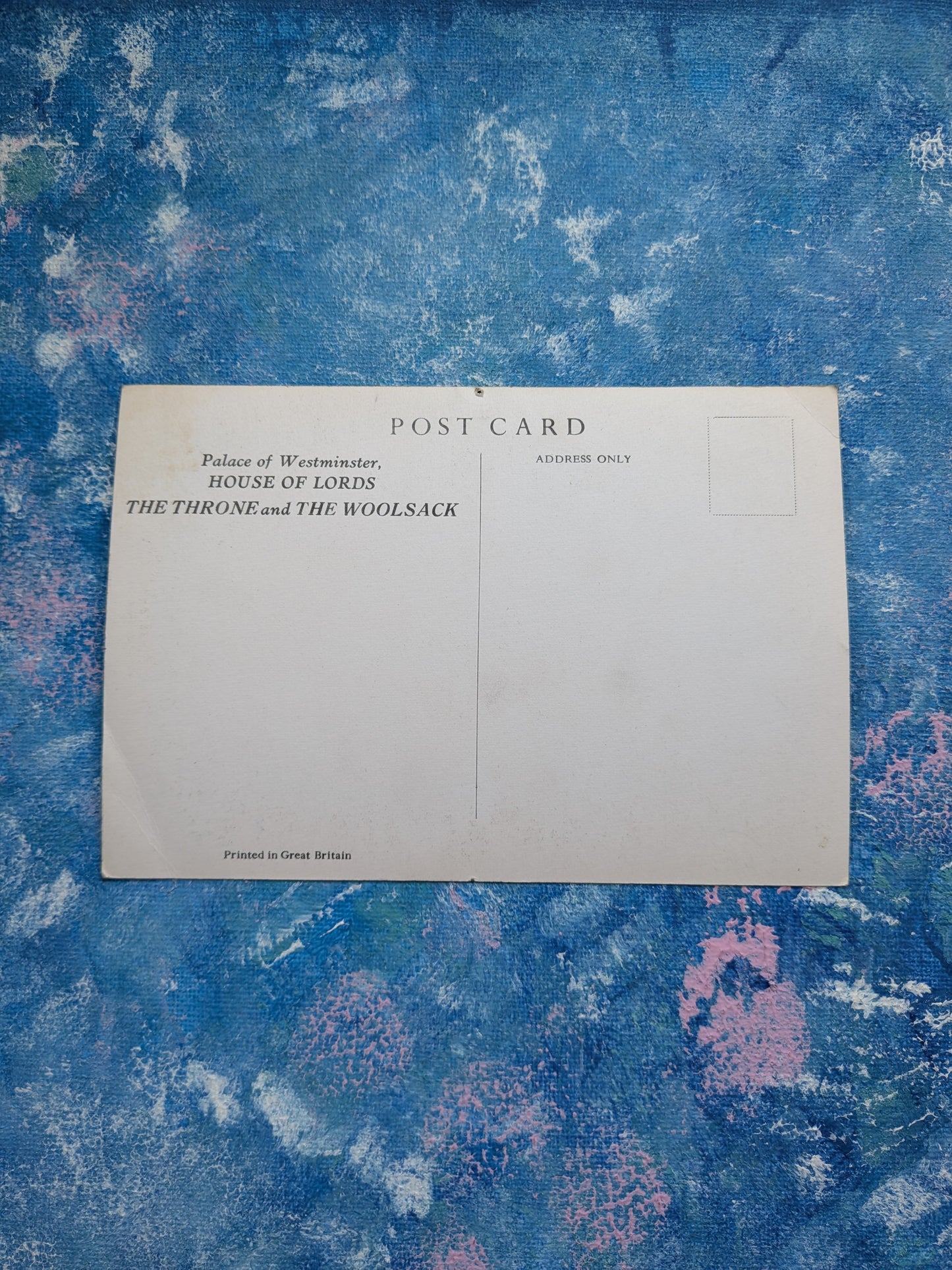 Vintage Palace of Westminster Postcard - House of Lords, The Throne & The Woolsack
