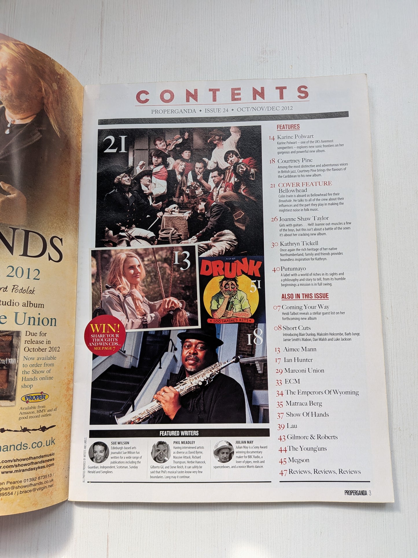 Properganda Magazine Issue 24 Autumn 2012 - Bellowhead Cover
