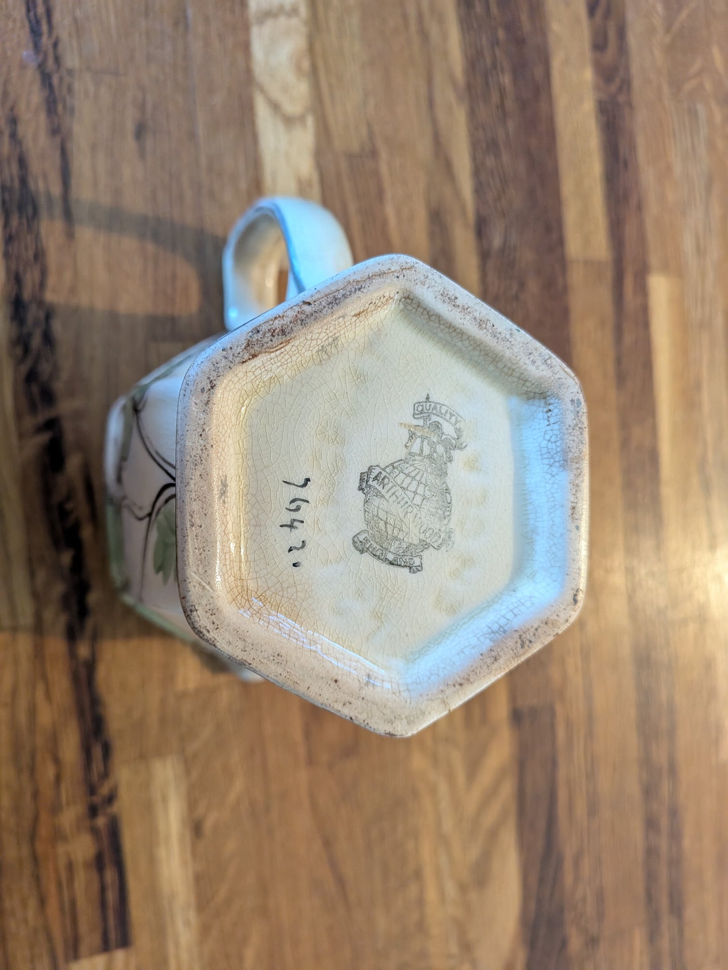 x3 Vintage 1930s Arthur Wood Longport Ceramic Jugs - Green Floral Pattern