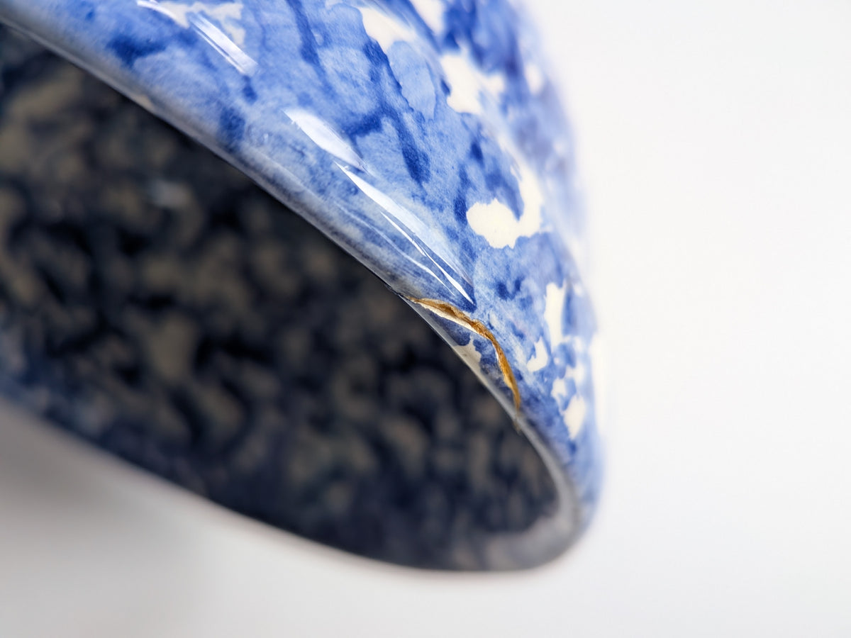Vintage Blue/White Spongeware Pattern Stoviclierie Bowl - Made in Italy