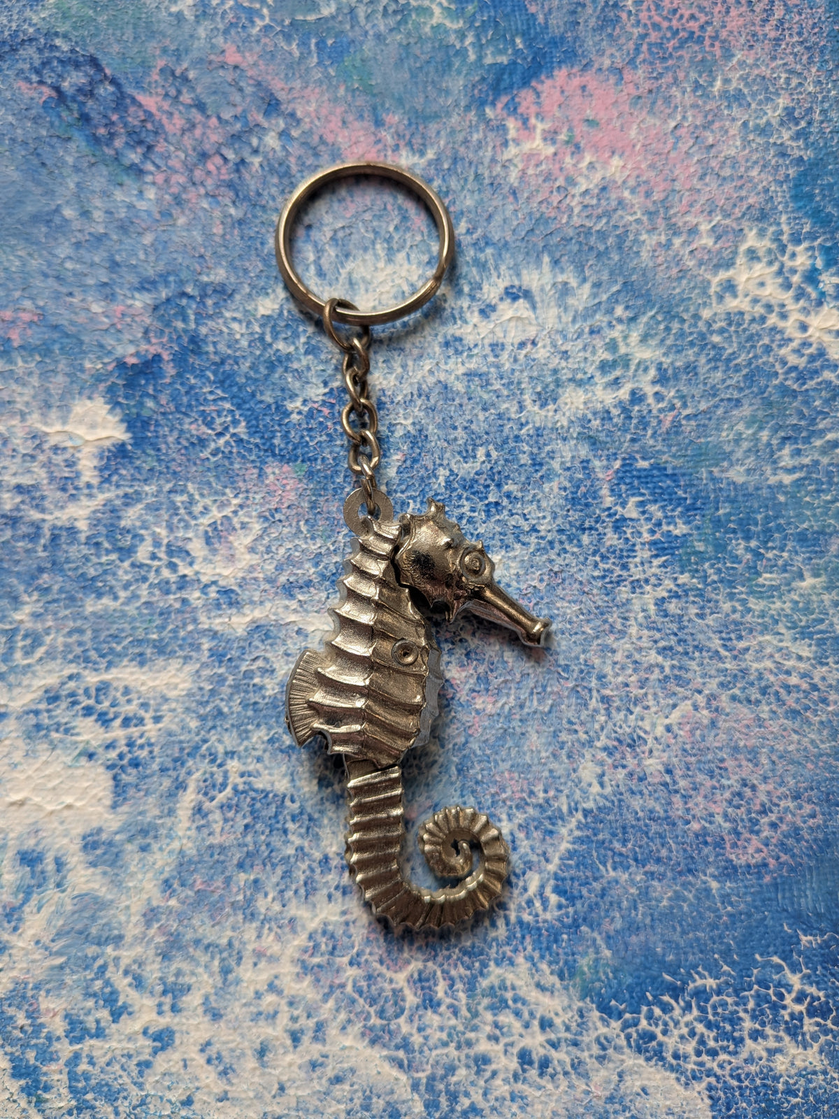 Silver-Coloured Metal Seahorse Keyring/Keychain