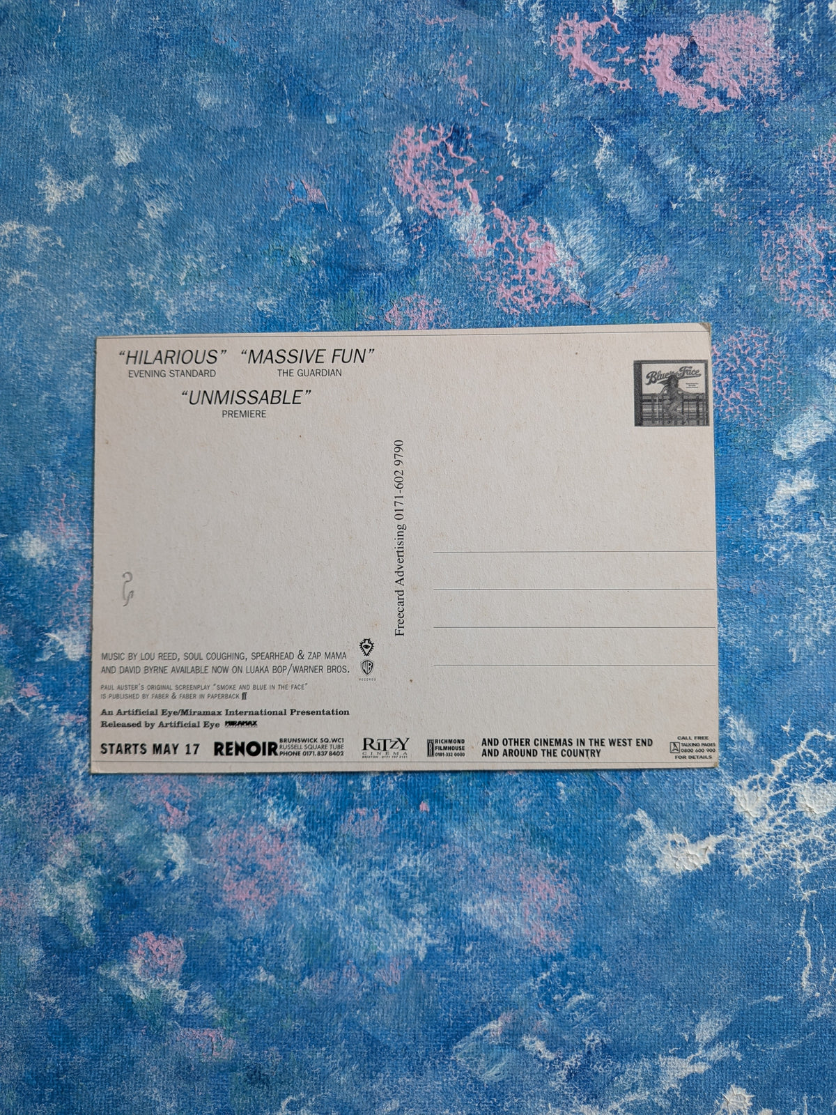 Vintage Blue In The Face Movie Promotional Postcard - 1995