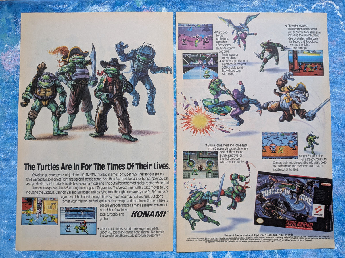 Teenage Mutant Ninja Turtles Turtles in Time Nintendo 1992 Advert, See Details