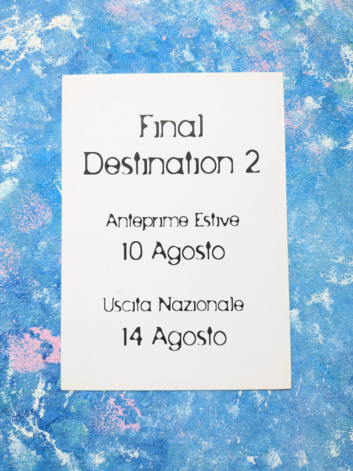 Final Destination 2 2003 Horror Movie Italian Cinema Release Promo Flyer