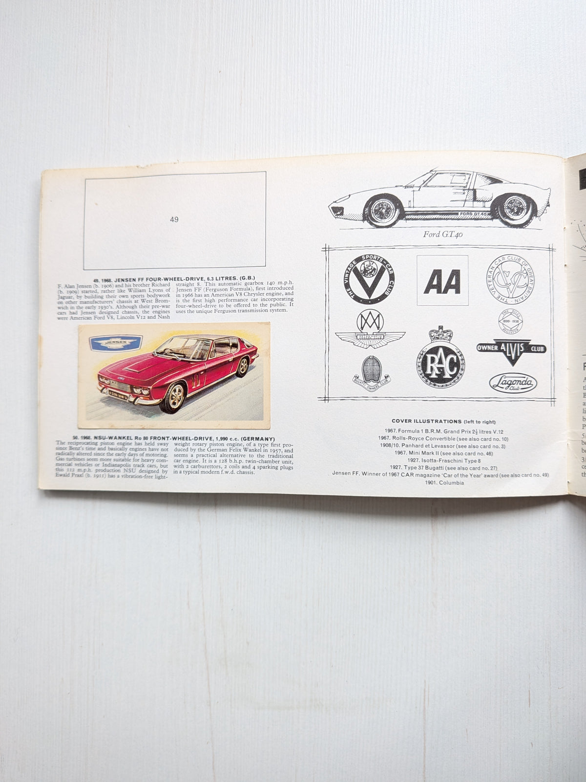 Vintage History of The Motor Car Tea Card Album -1968 - Brooke Bond, Incomplete