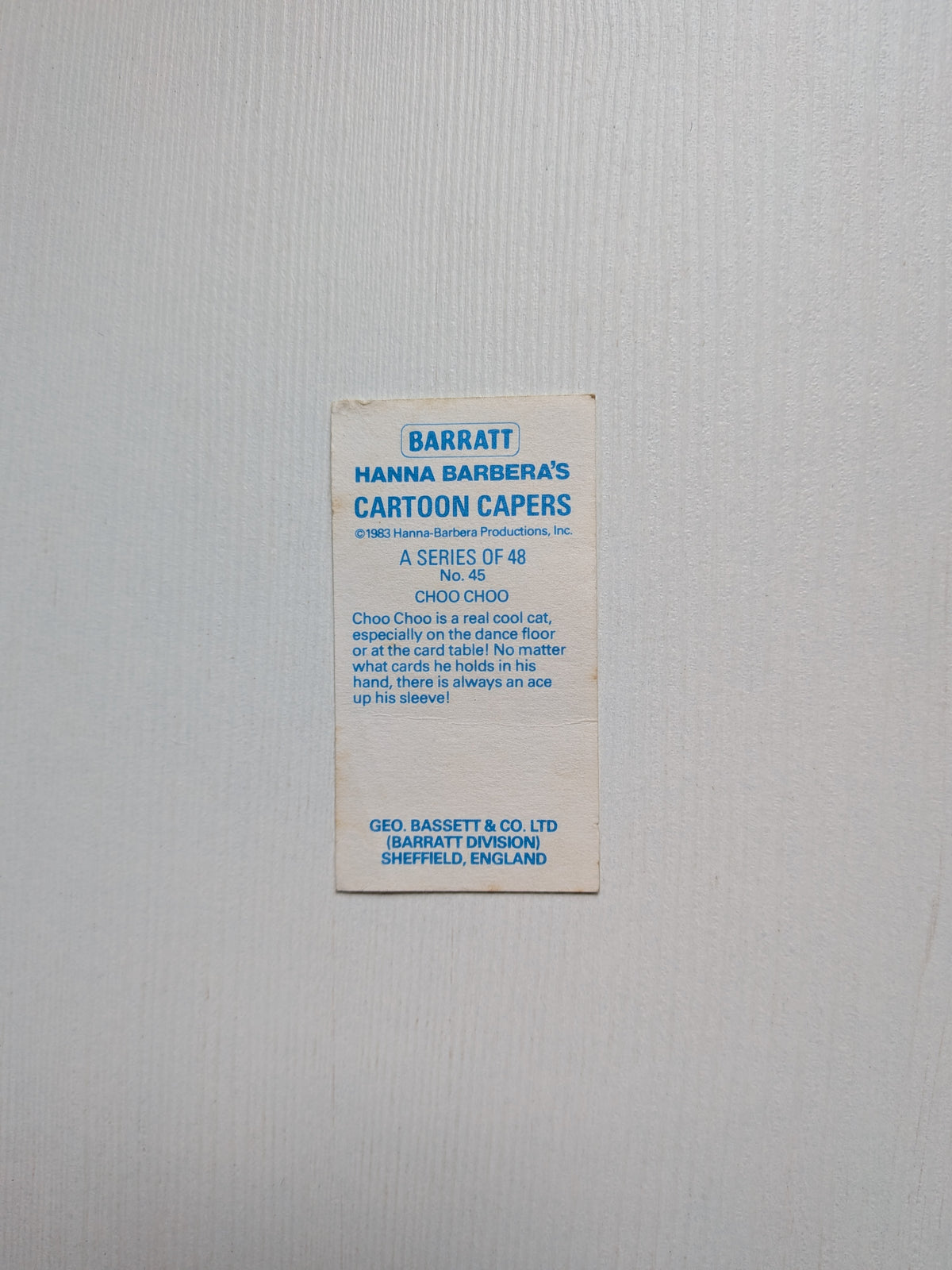 Vintage Hanna Barbera's Cartoon Capers Choo Choo Top Cat Trading Card - 1983 - Barratt