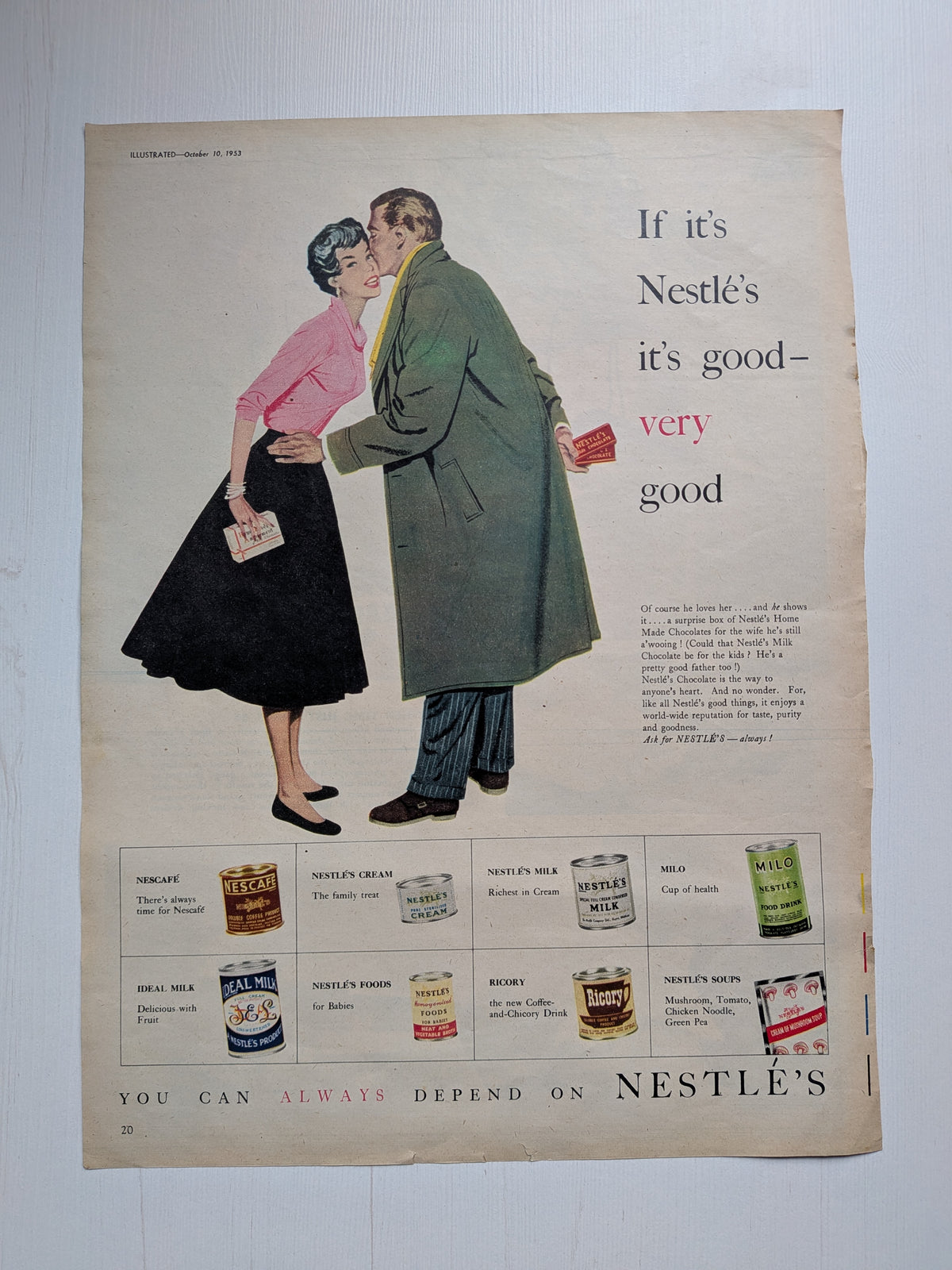 Vintage Nestle's 1953 Magazine Advertisement - See Details