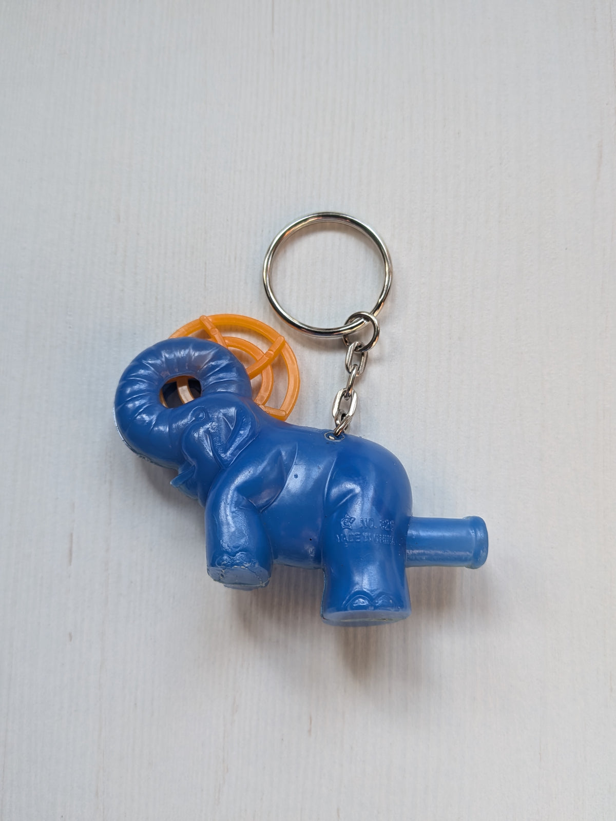 Vintage Blue Elephant Whistle Plastic Retro-Style Novelty Keyring