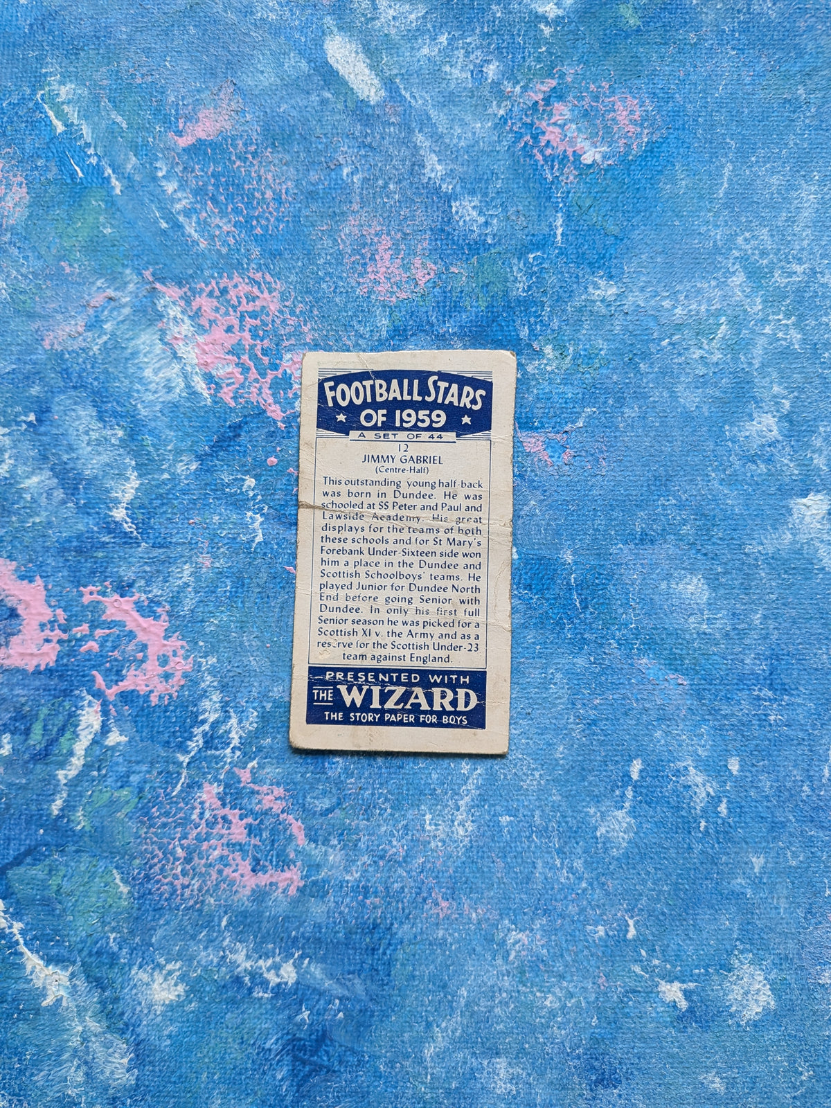 Vintage The Wizard Football Stars of 1959 Trading Card - Jimmy Gabriel No. 12