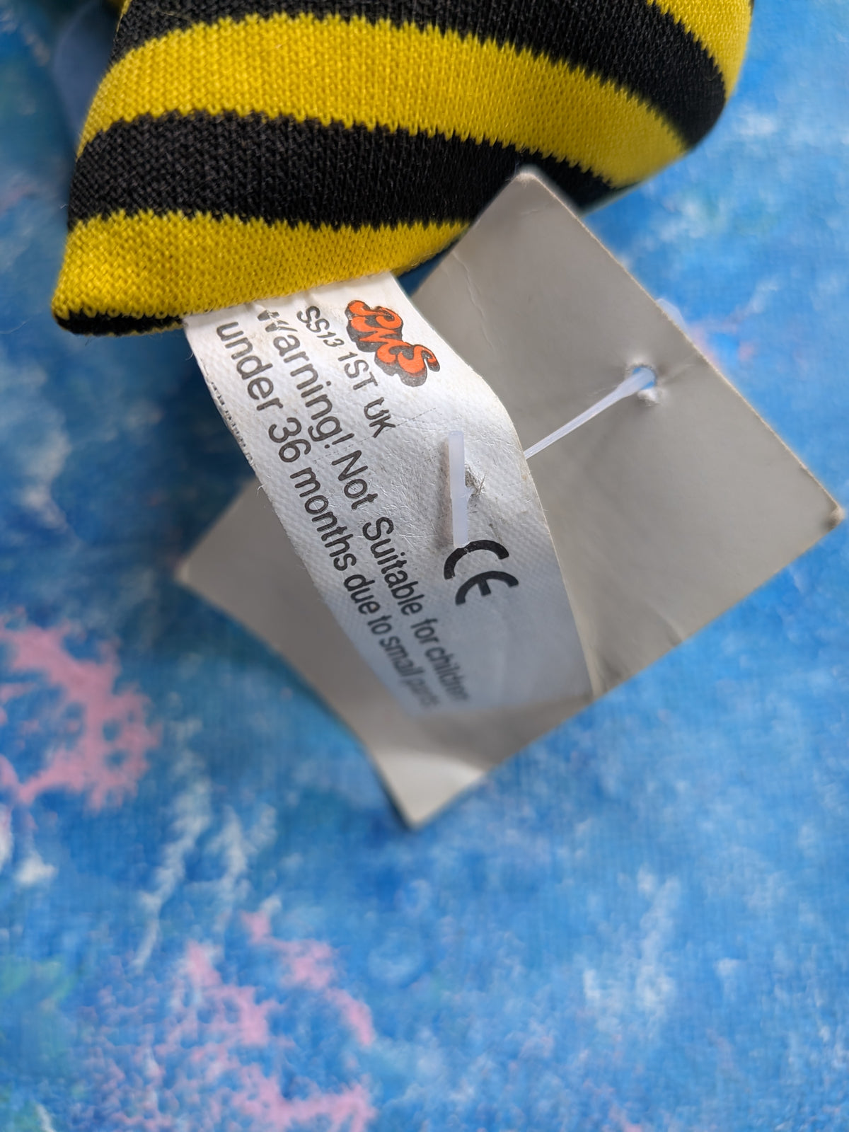 Vintage Plush/Soft Toy Wasp Keyring - PMS - 1990s Approx