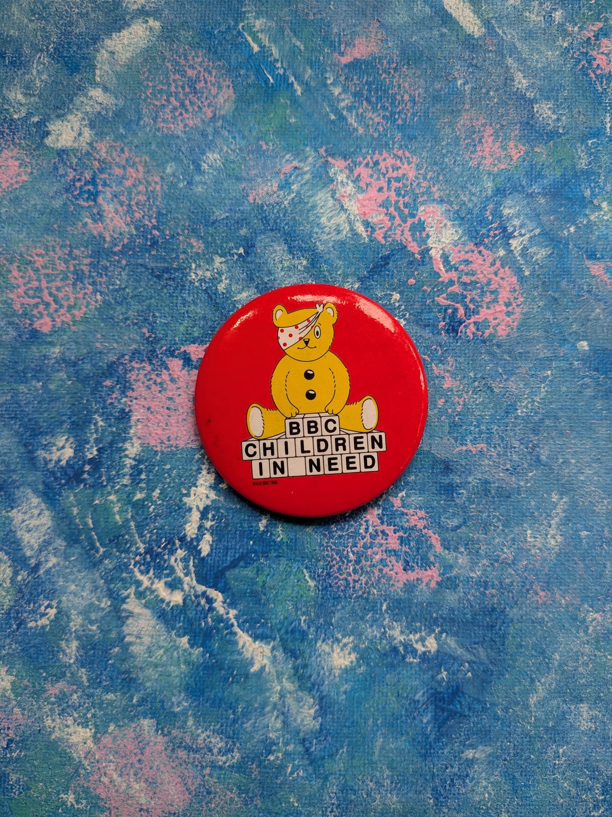 Vintage Children In Need Pudsey Bear Badge - 1986 - BBC