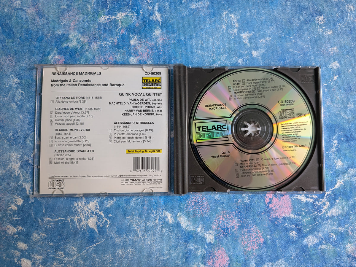 Quink Vocal Ensemble - Renaissance Madrigals CD - 1989 - Telarc