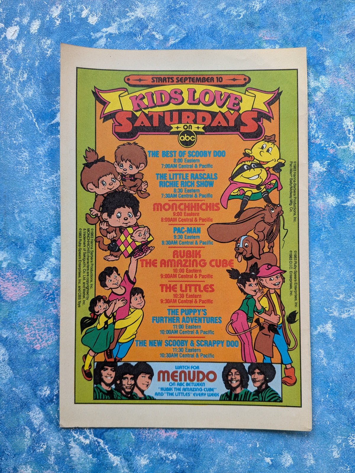 Vintage Kids Love Saturdays on ABC 1983 Kids TV/Cartoons Advertisement