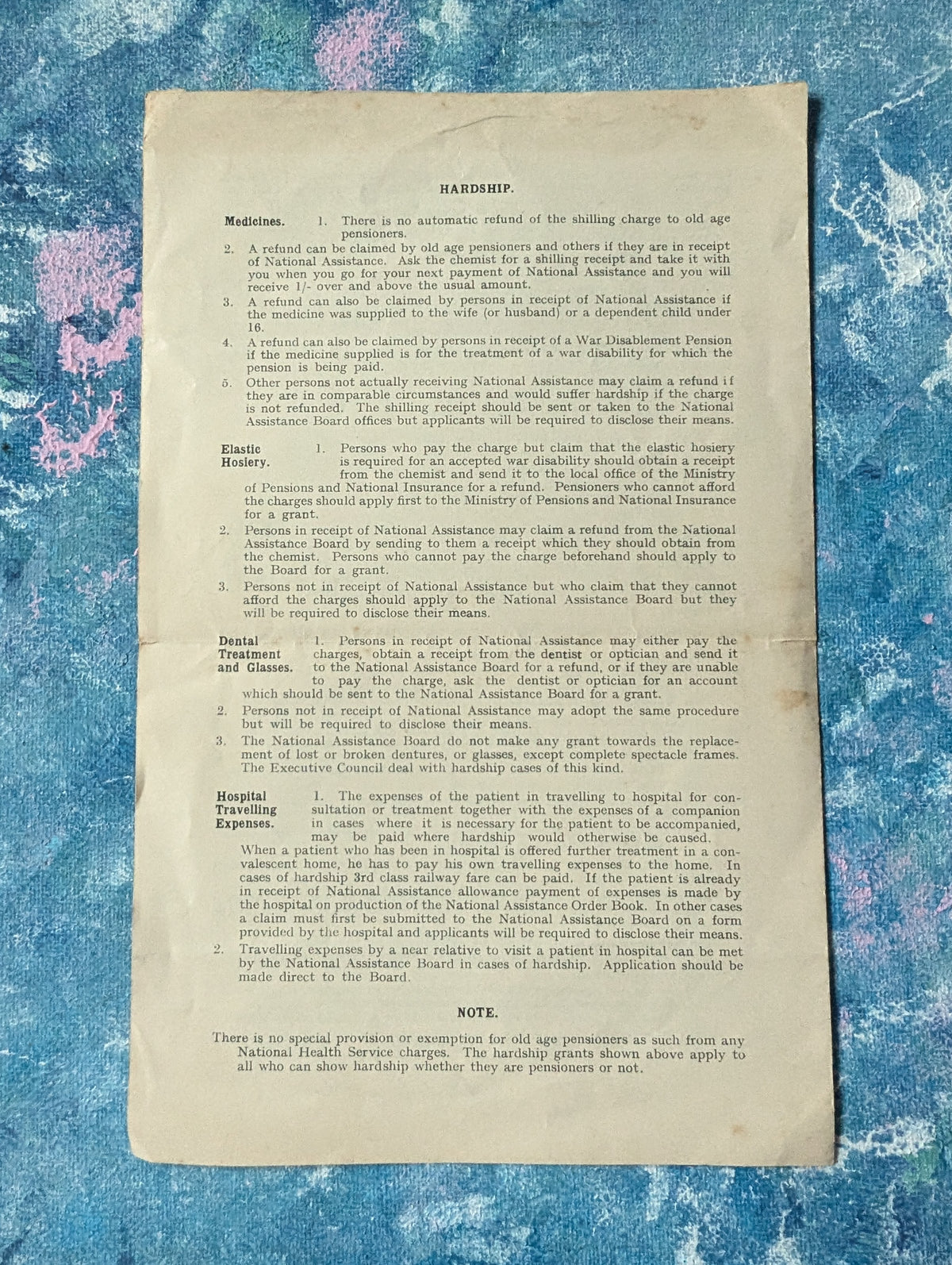 Vintage National Health Service NHS Information Leaflet - 1948