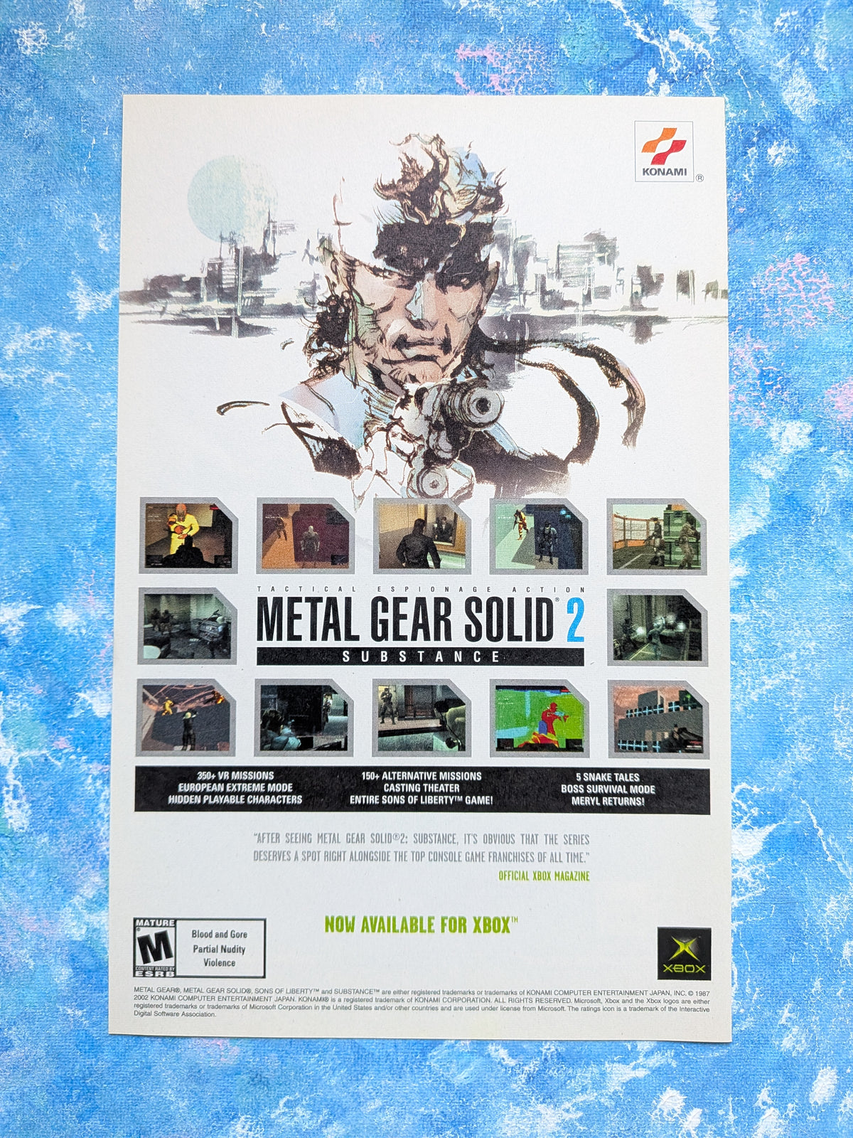 Metal Gear Solid 2: Substance 2002 Konami Xbox Game Advertisement - See Details