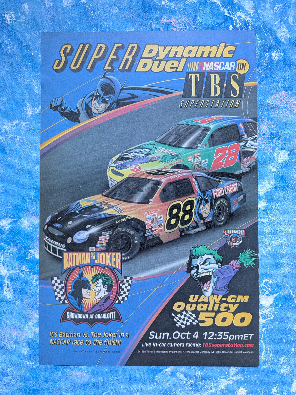 Batman vs. Joker Showdown Charlotte NASCAR Race 1998 Advertisement - See Details