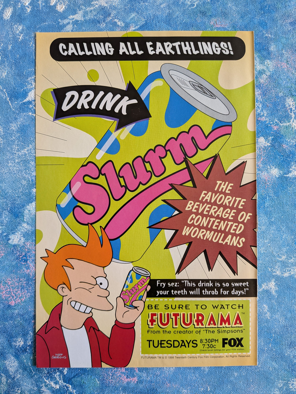 Vintage Futurama "Drink Slurm" 1999 Promotional Advertisement - See Details