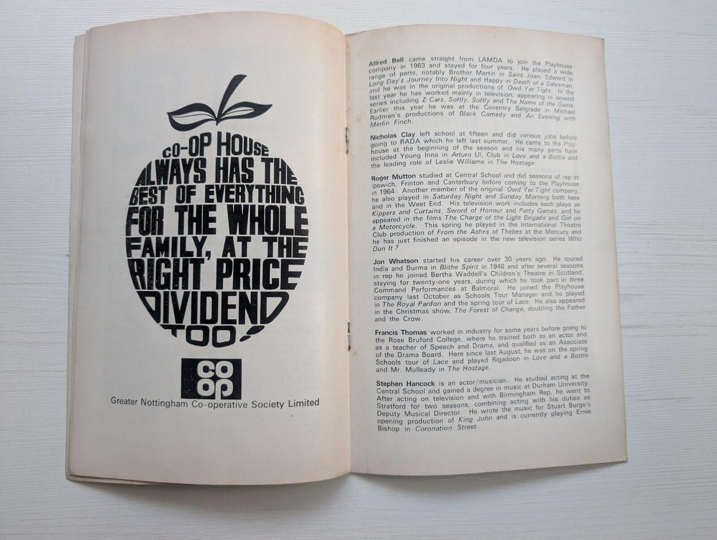 'Owd Yer Tight Theatre Programme - Nottingham Playhouse 1969