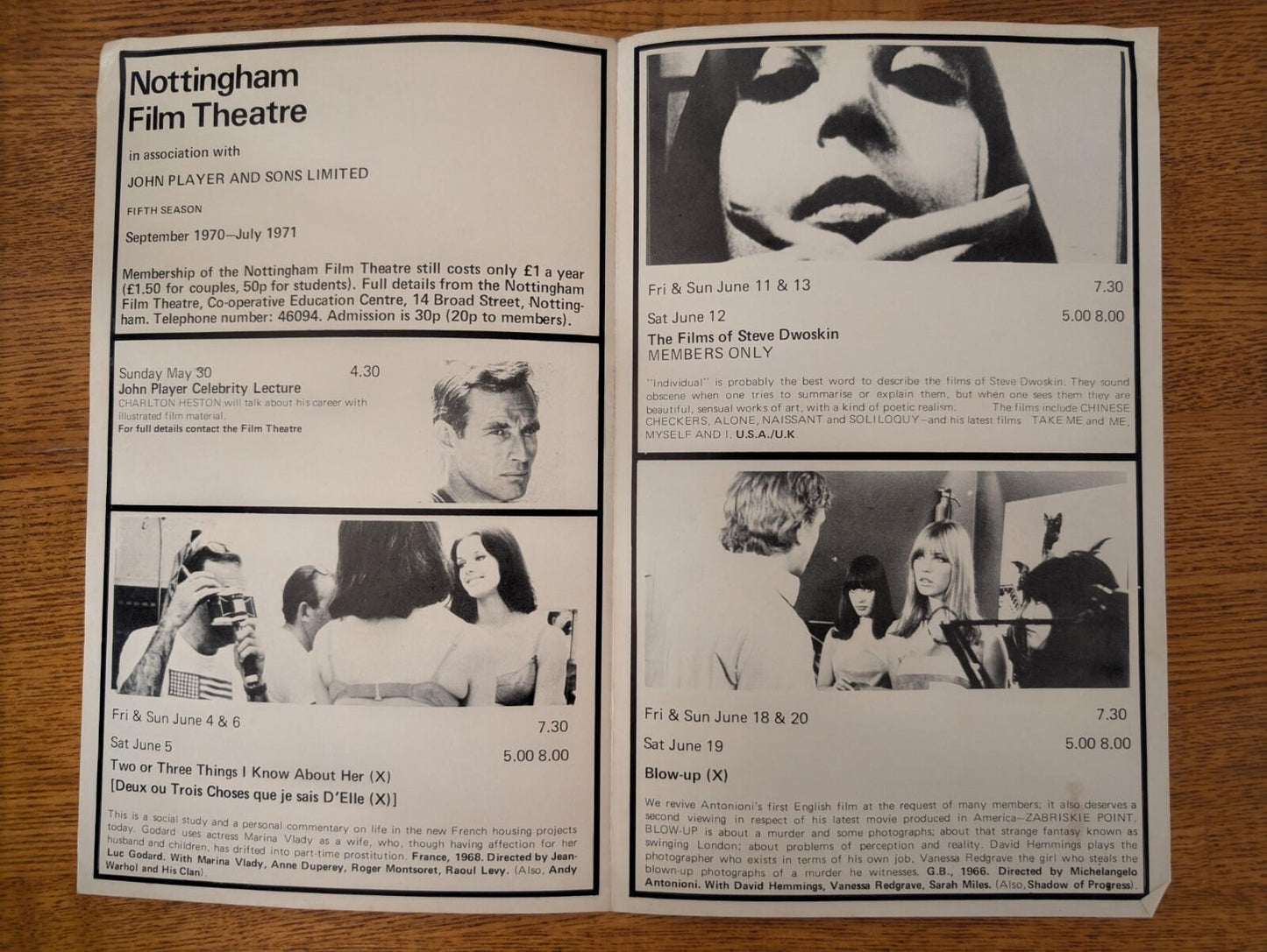 Nottingham Film Theatre Programme - May-July 1971 - Albert Finney Cover