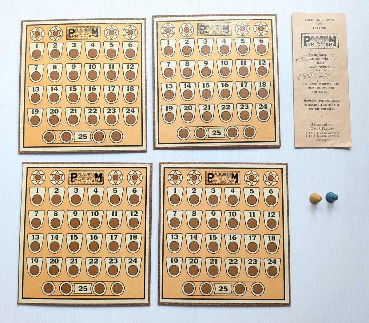 Vintage Plus and Minus Board Game - 1930 - Incomplete, Please See Details