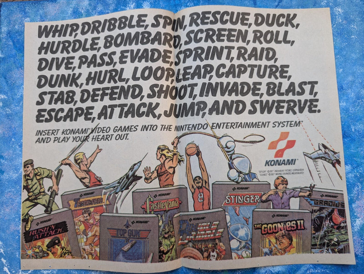 Vintage Konami Nintendo Entertainment System Games 1987 Advert - See Details