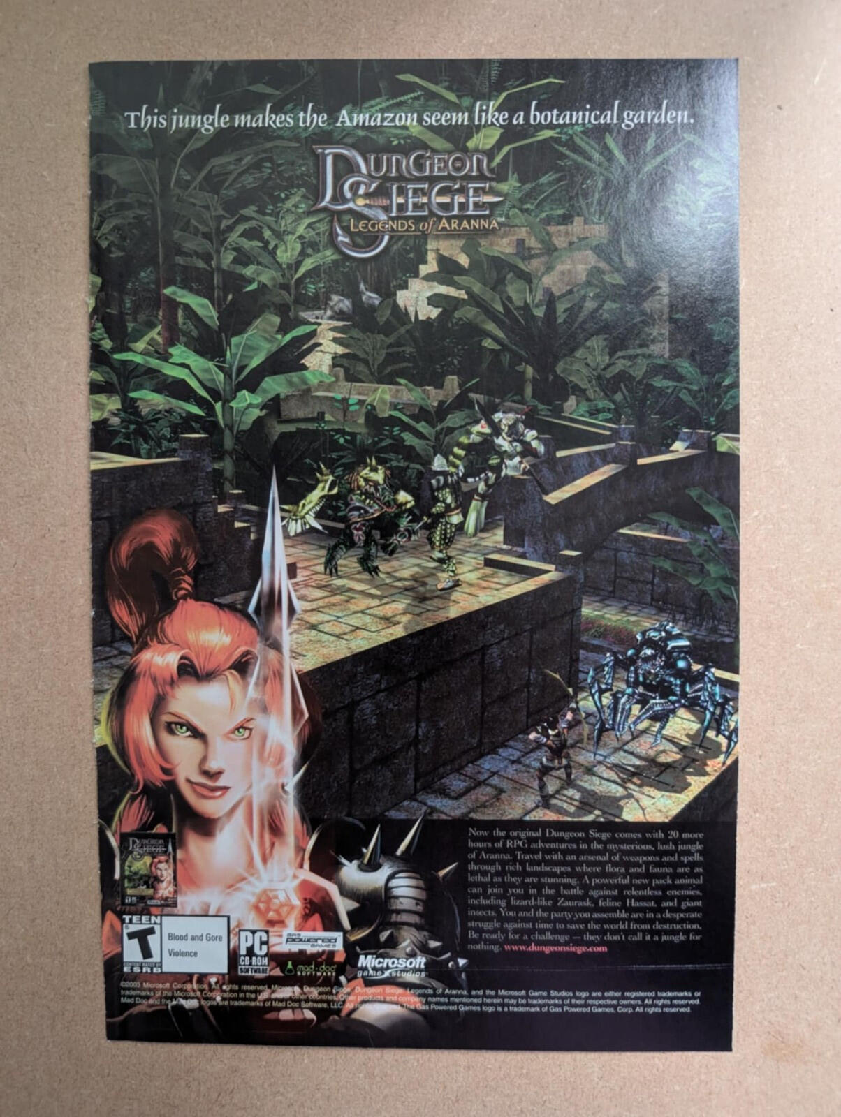 Dungeon Siege Legends of Aranna PC CD-ROM Game Advert 2003 - See Details