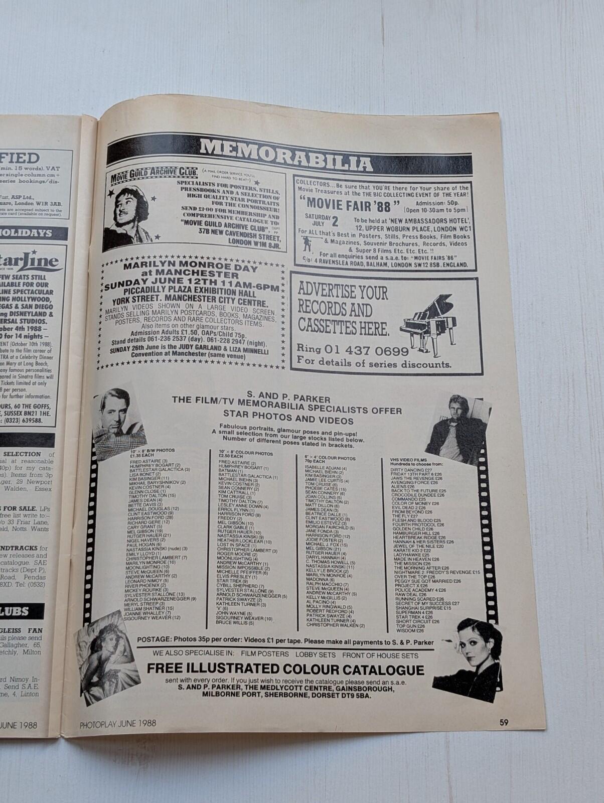 Photoplay Vol. 39 No. 6 June 1988, Kim Basinger/Hellraiser II/Tom Selleck + More