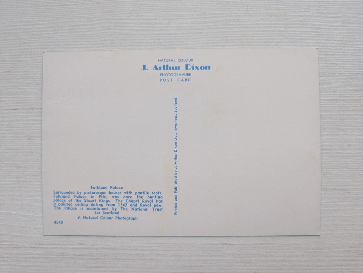 Vintage Falkland Palace Postcard - J. Arthur Dixon