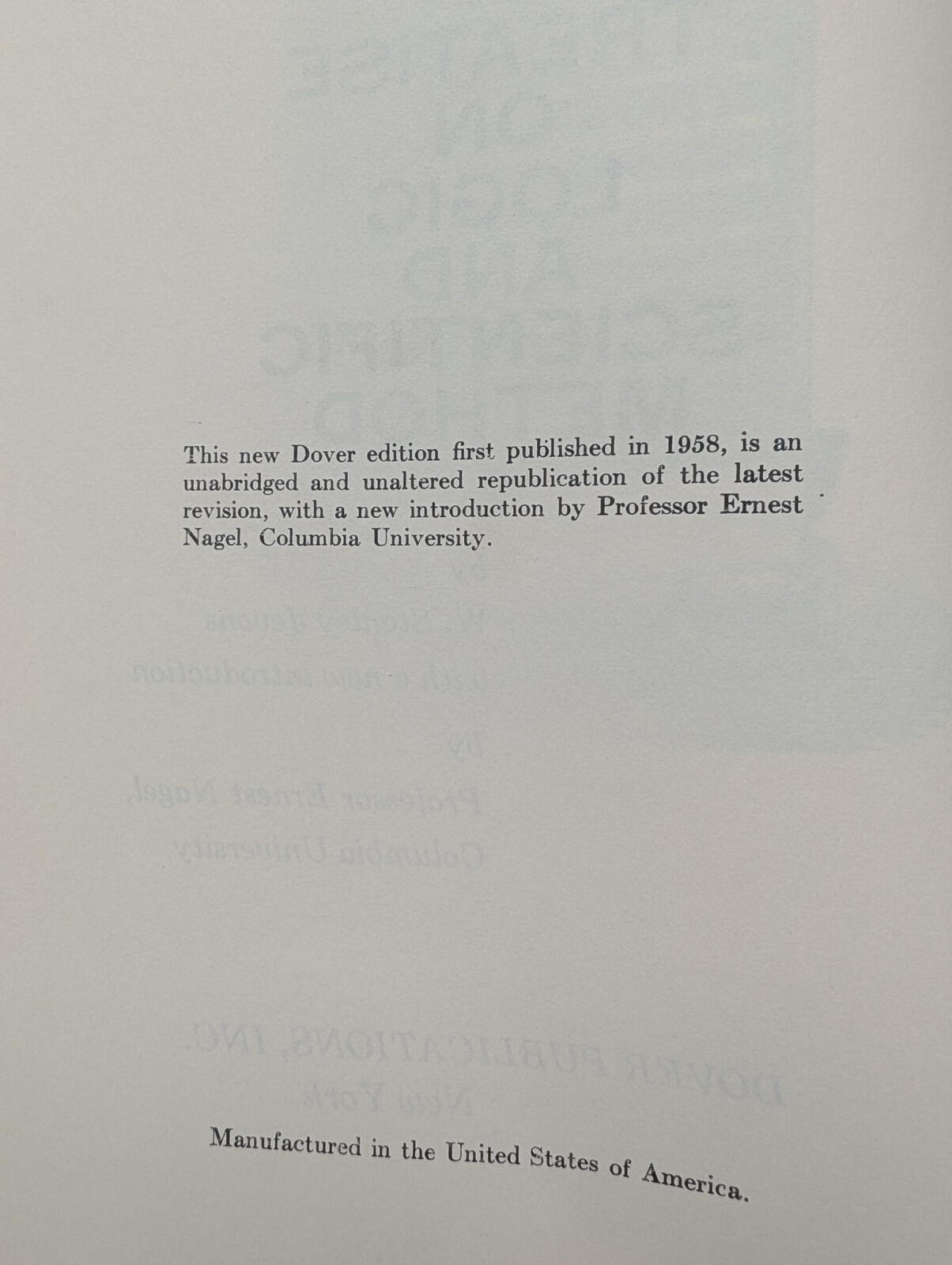 The Principles of Science: A Treatise on Logic and Scientific Method - 1958