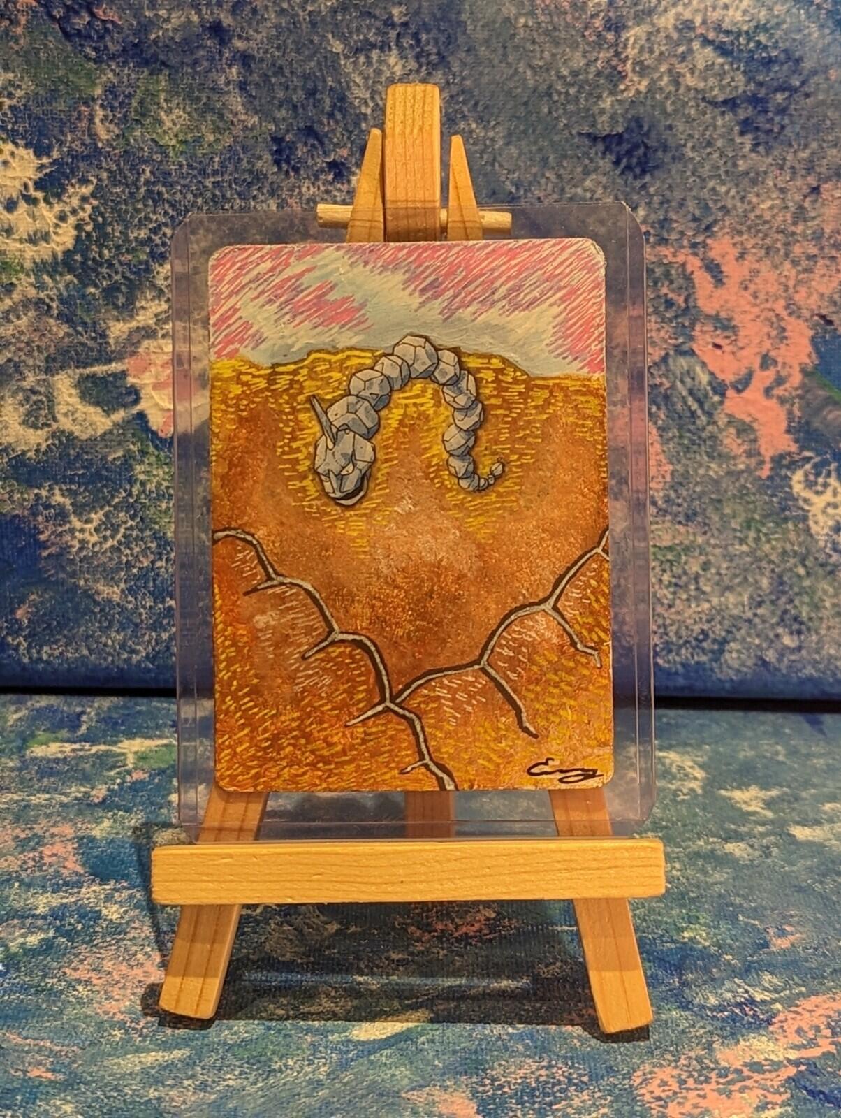 Hand-Painted Vintage Base Set Onix Pokemon Card & Display Easel