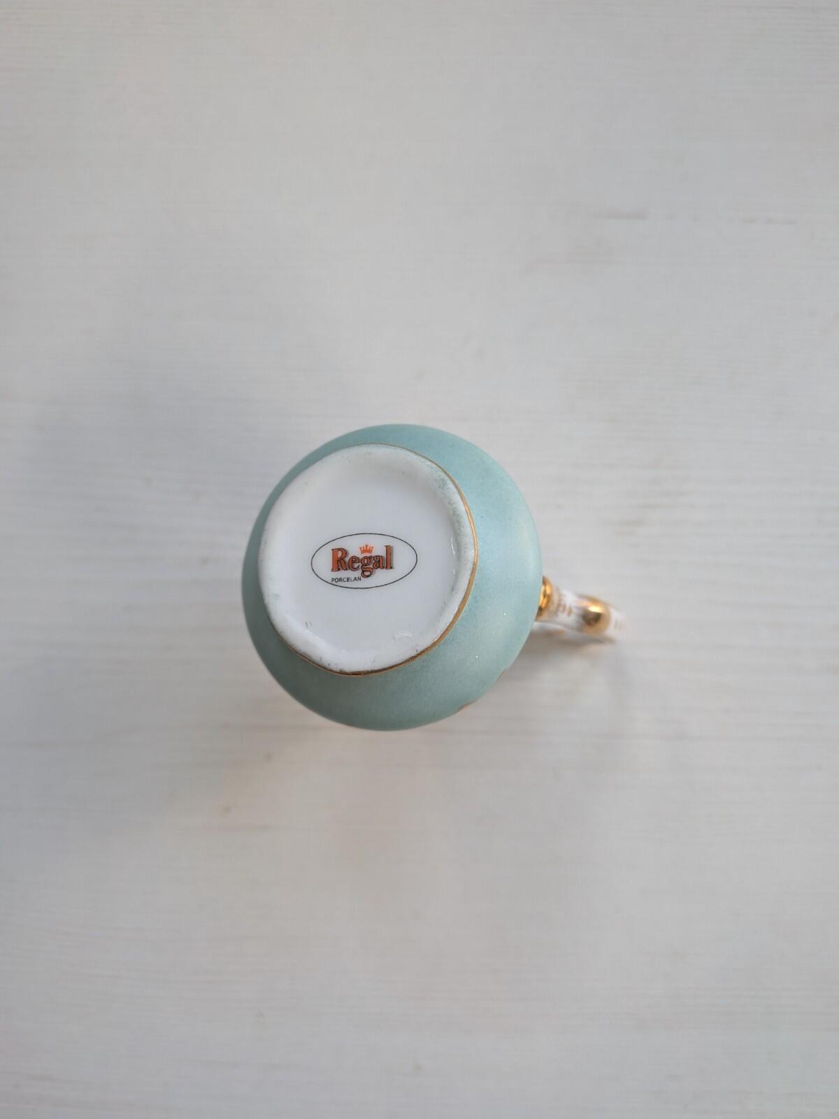 Vintage Miniature Floral Creamer Pitcher and Dish - Regal Porcelain