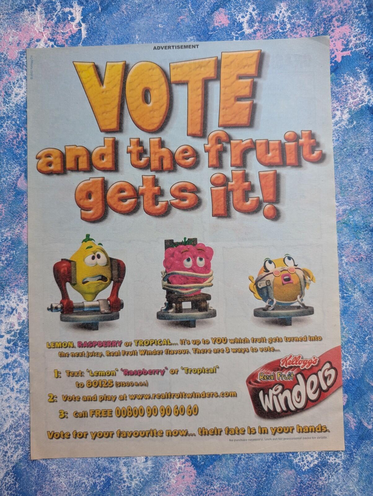 Real Fruit Winders Kellogg's 2003 Vintage Advertisement - See Details
